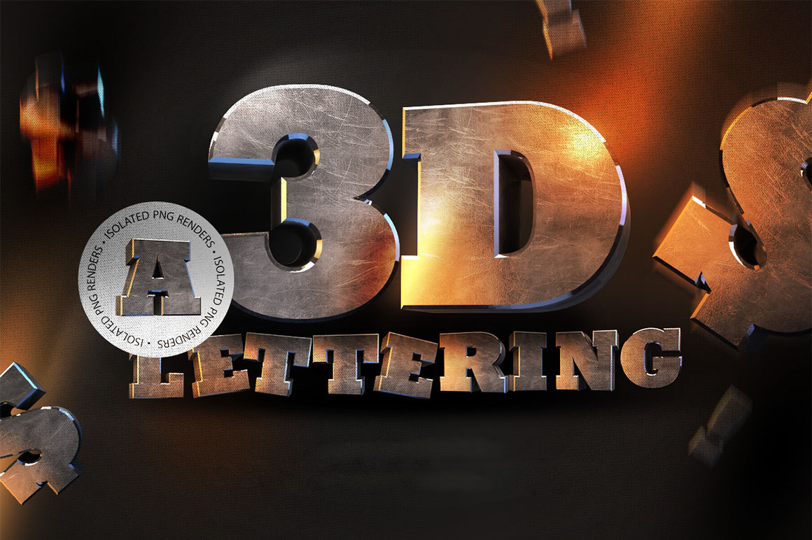 金属感金属英文文字特效 3D Metal Lettering