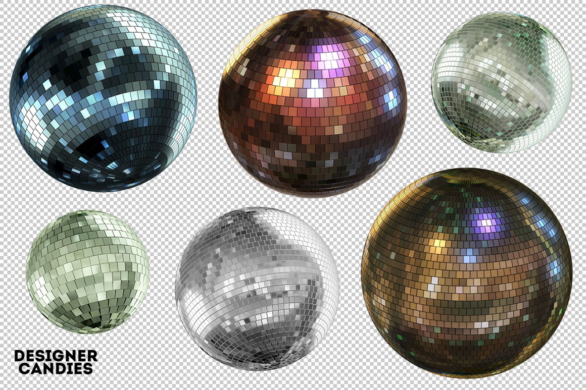 舞厅灯光球3D高清元素3D Disco Balls Pack