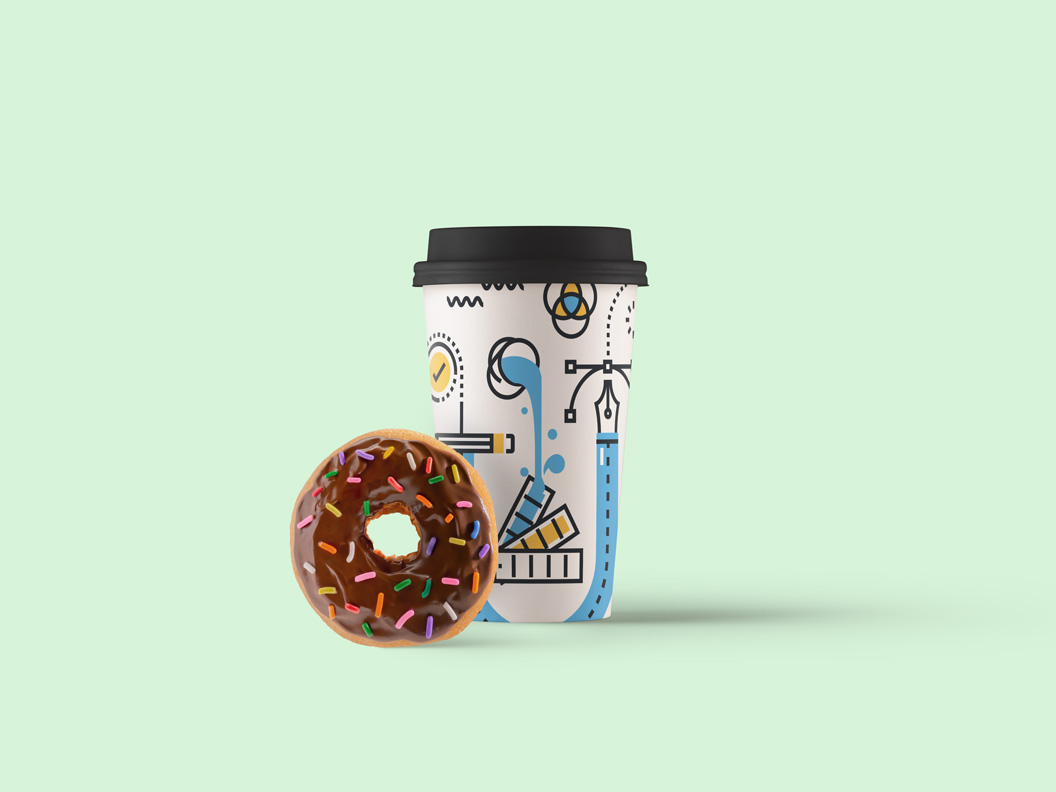 咖啡杯模型PSD贴图模板Paper Coffee Cup M