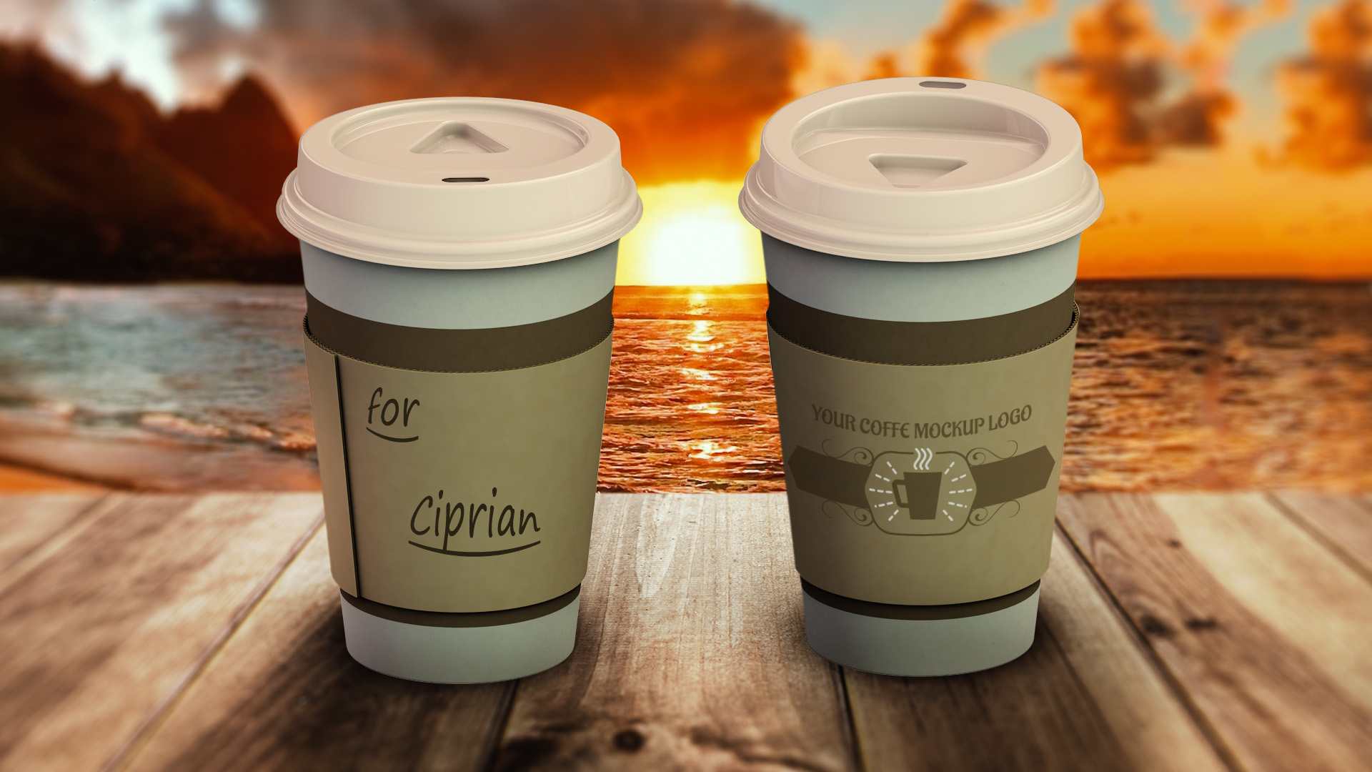 咖啡杯模型PSD贴图模板Coffee Cup Logo Mo
