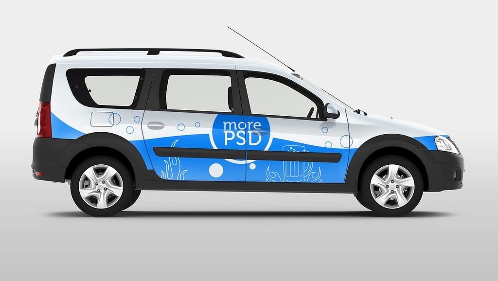 越野车车身广告PSD模板Van car branding f