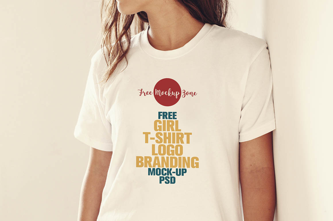 女性T恤模型PSD贴图模板Free Girl T-shirt