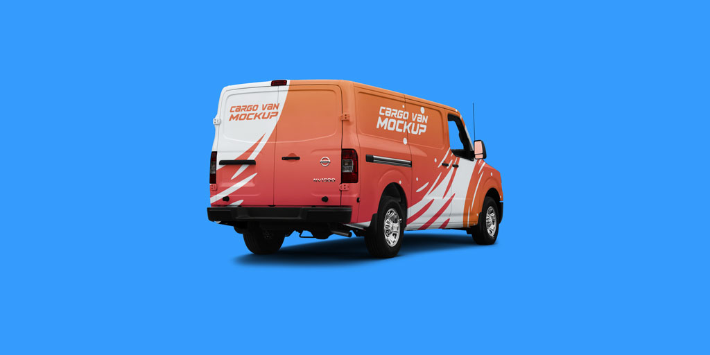 面包车车身广告PSD模板Cargo Van Mockup