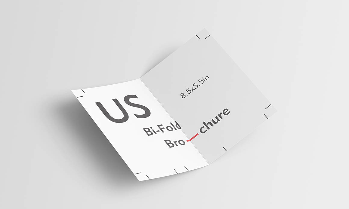 折页小册子模型PSD贴图模板Bi-fold Flyer Mo