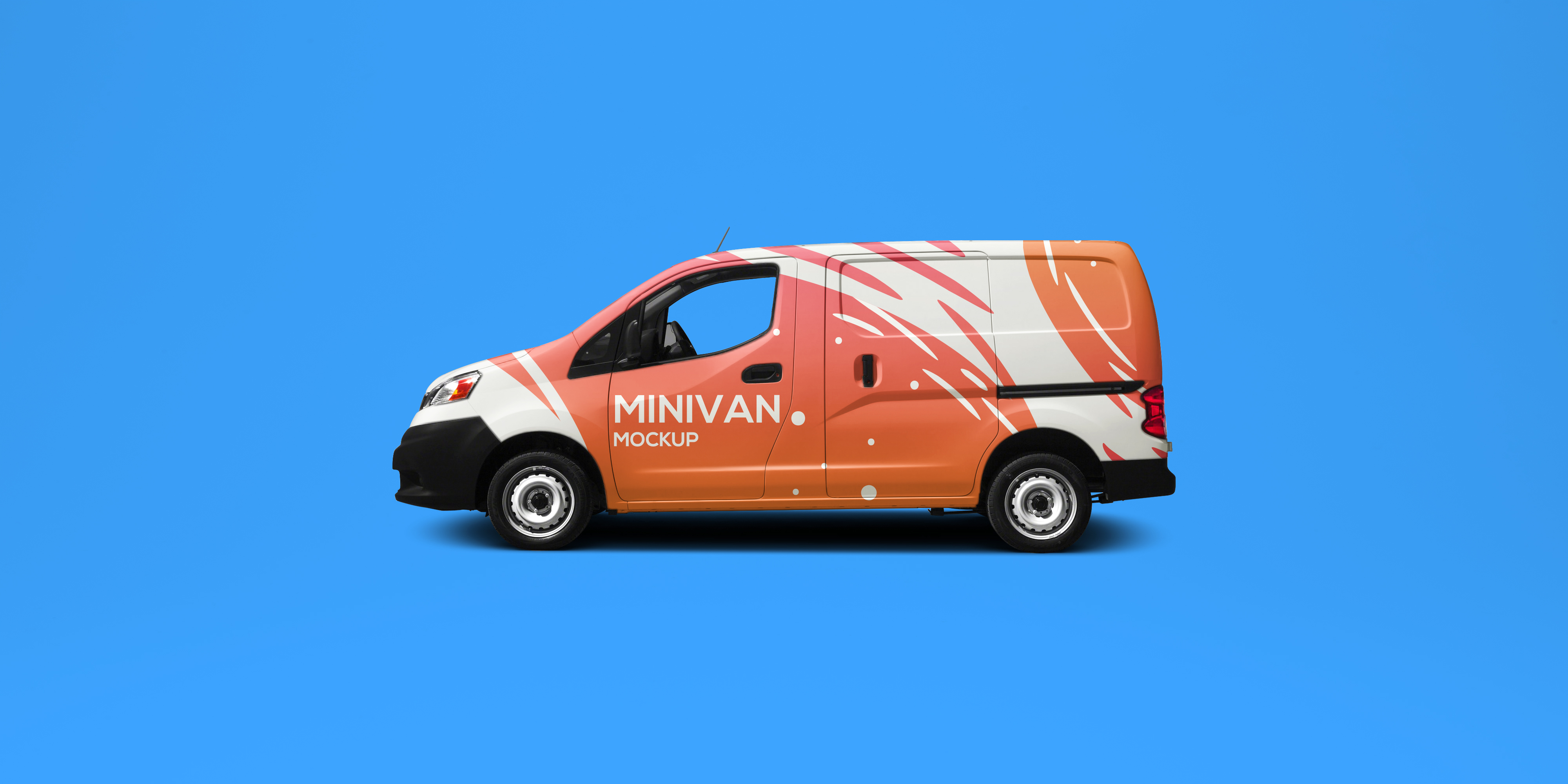 小型货车车身广告PSD贴图模板Minivan Mockup