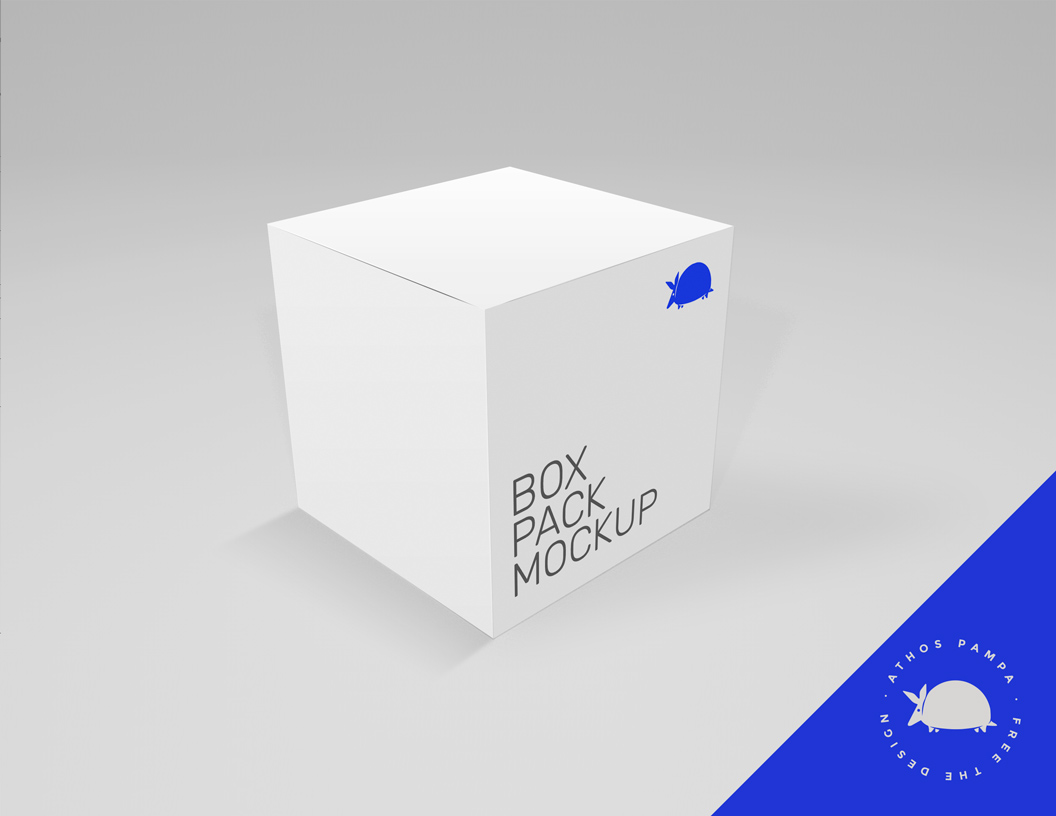 立方体纸盒模型PSD贴图模板Cube Box Mockup