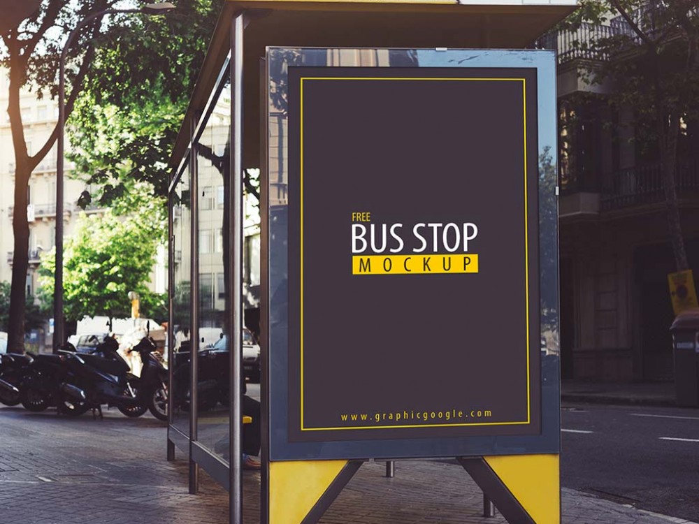 Bus Stop Advertising Mockup 公交