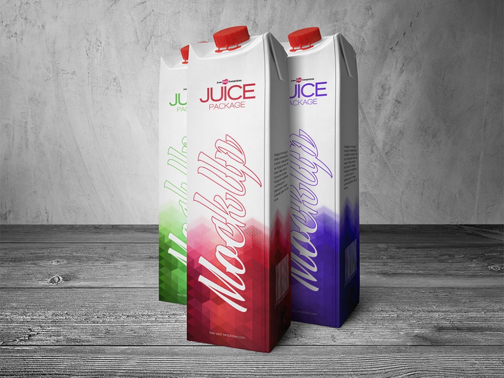 果汁包装盒模型PSD贴图模板Juice Carton Box