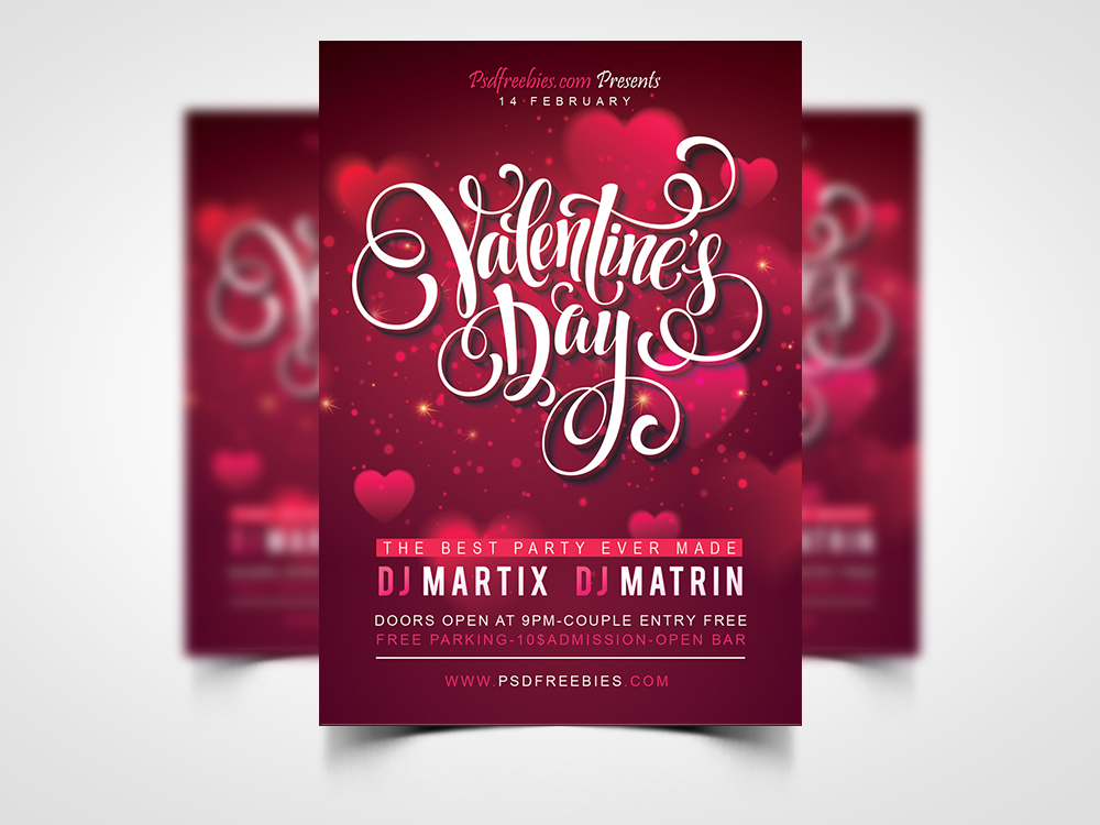 Valentines Party Flyer PSD Tem