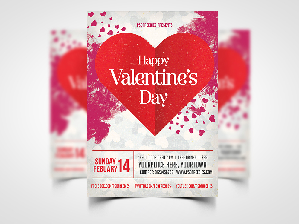 Valentines Party Flyer PSD Tem