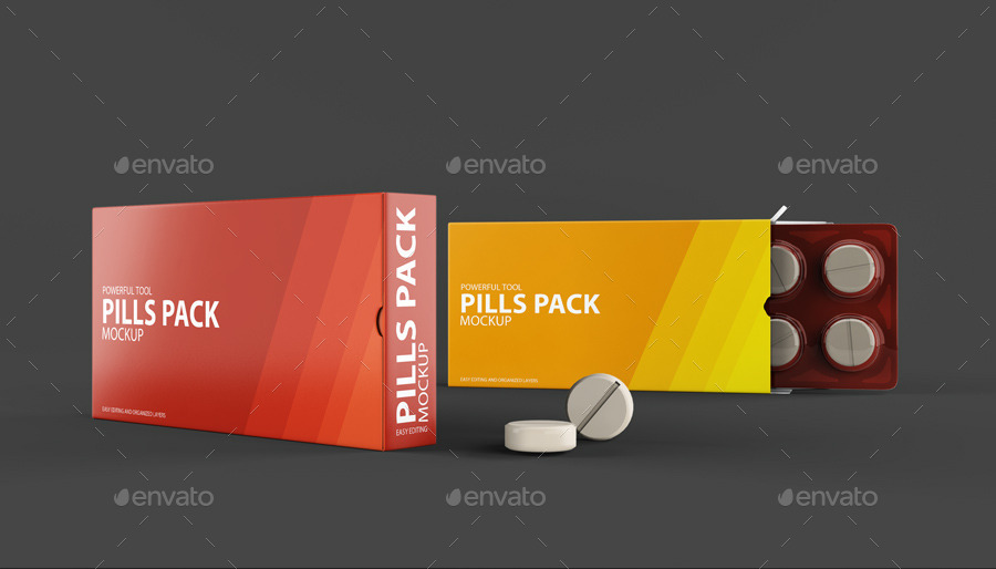 Pills Package Blister Box Mock