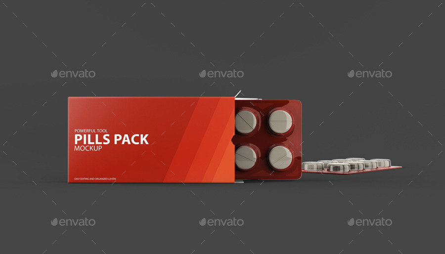 Pills Package Blister Box Mock