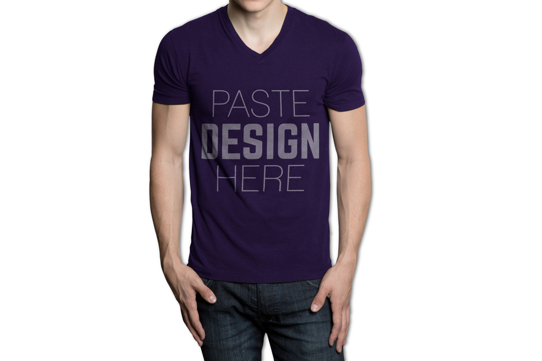V领男士T恤模型PSD贴图模板Polo T-shirts M