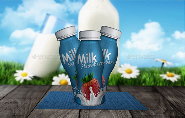 饮料包装设计PSD贴图模板Yogurt Bootle Moc