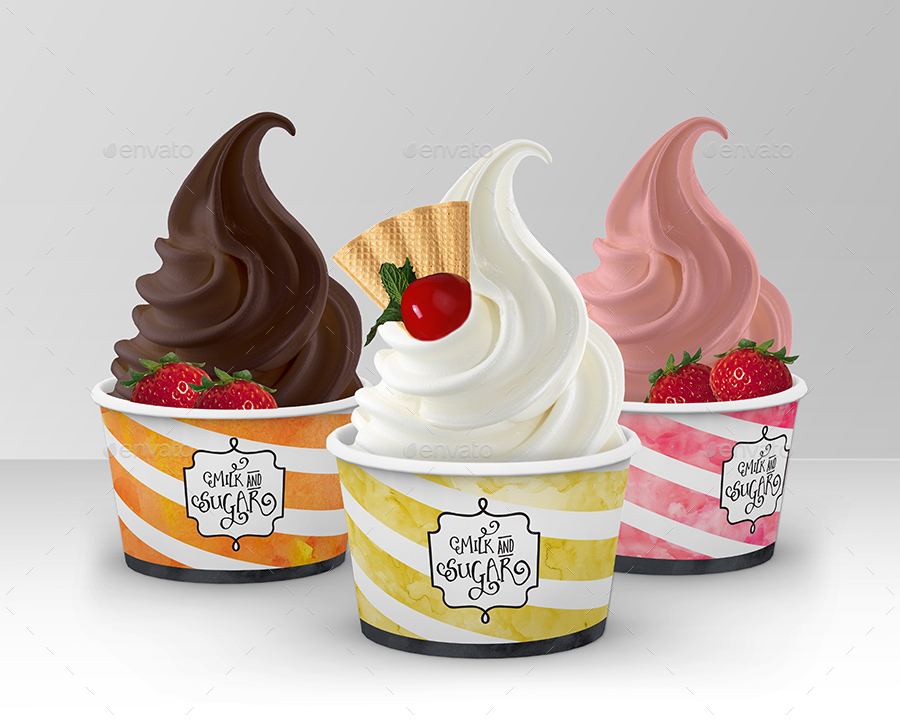 冰淇淋纸杯包装设计PSD贴图模板Packaging Mock
