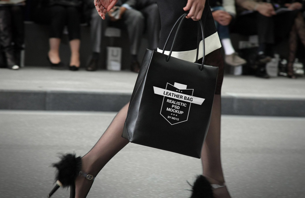 服装购物袋模型PSD贴图模板Leather Bag Mock