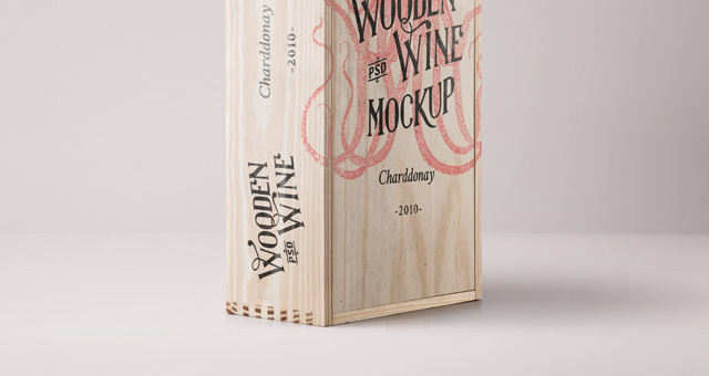 红酒木盒包装设计PSD贴图模板Psd Wine Wood B