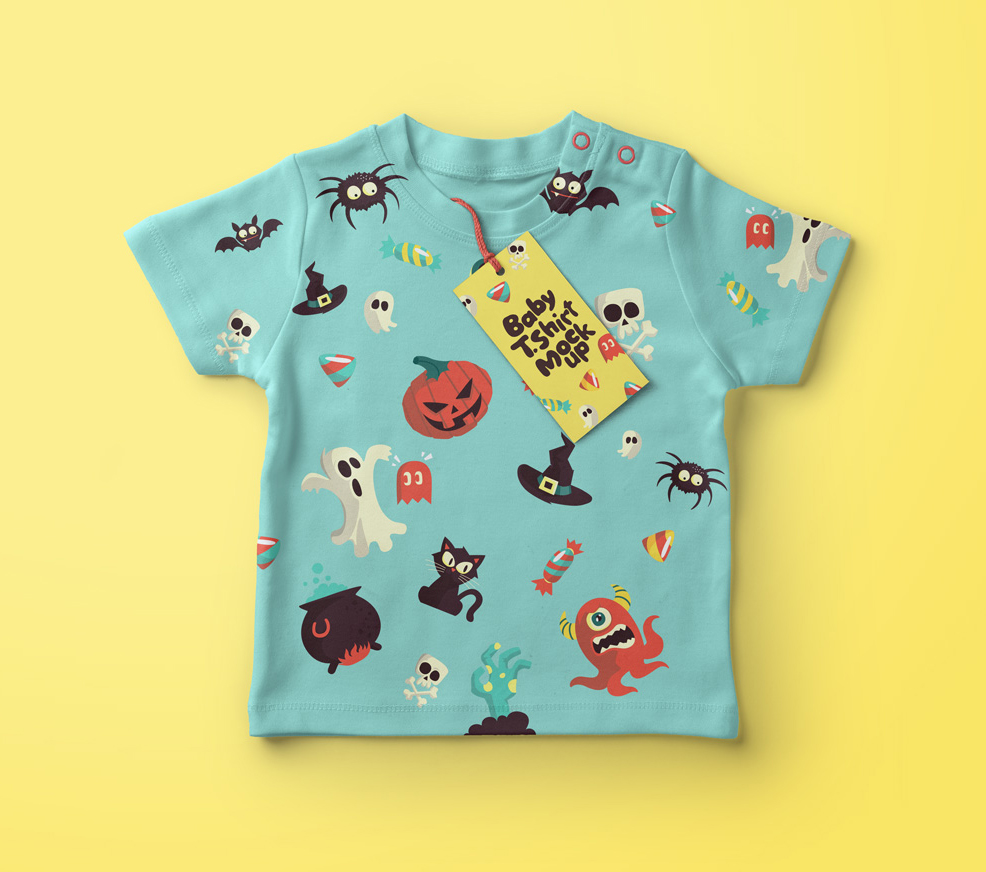 儿童服装模型PSD贴图模板Baby T-shirt Psd