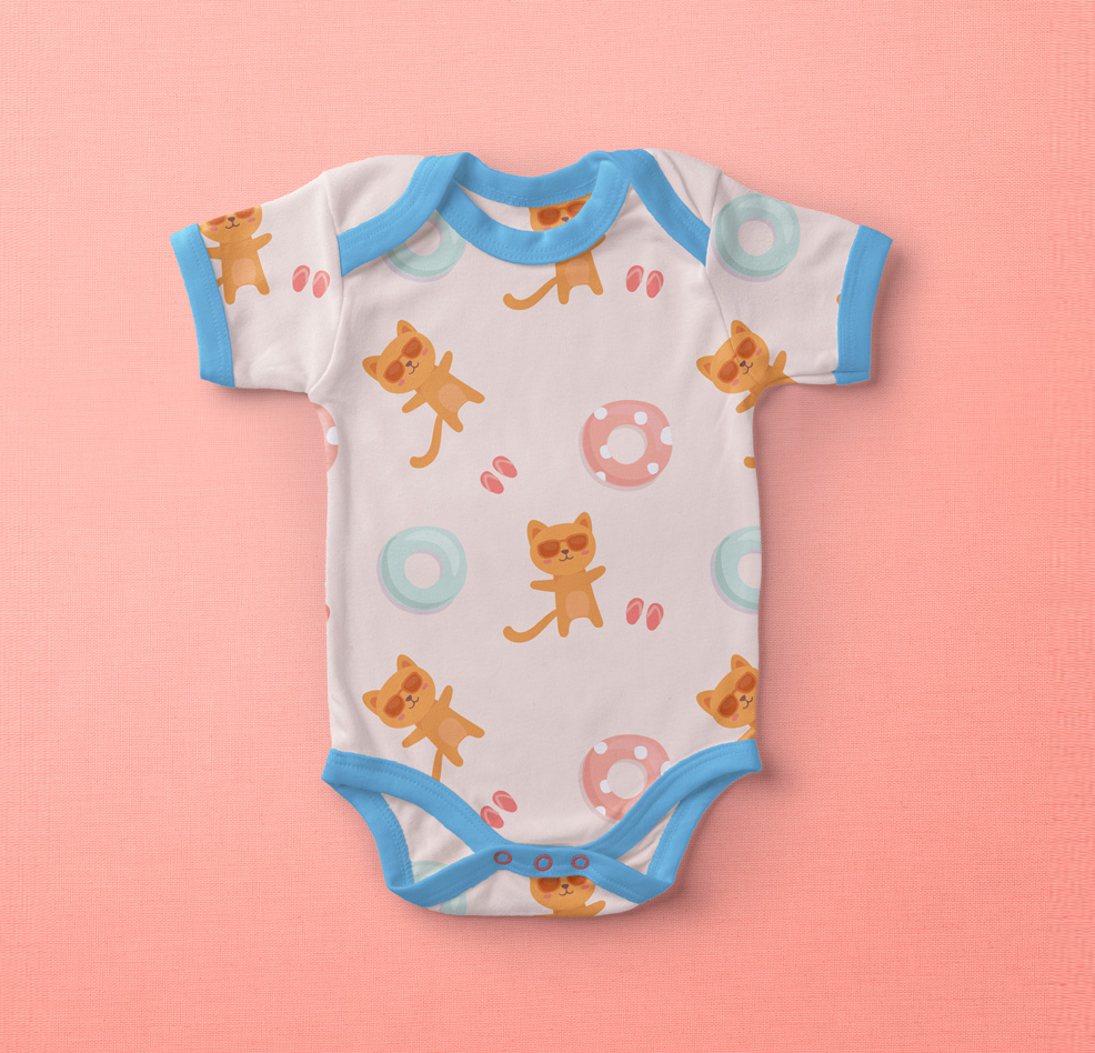 婴儿服装模型PSD贴图模板Baby Bodysuit Psd