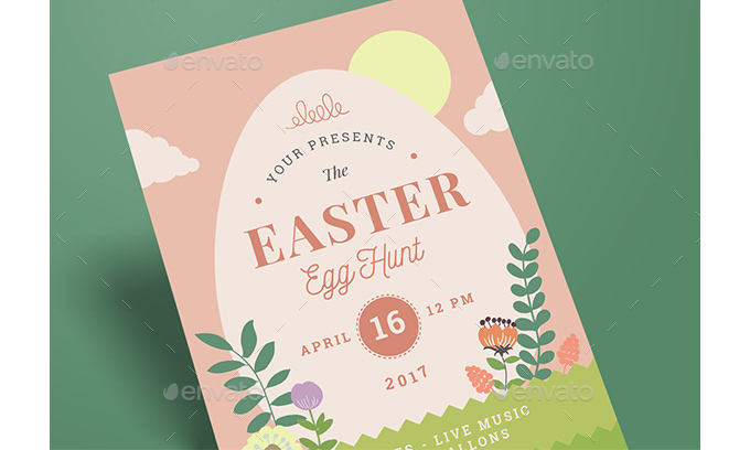 海报展示PSD贴图模板Easter Egg Hunt Fly
