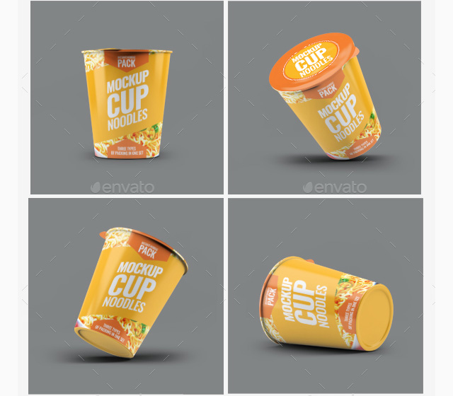 泡面盒包装设计PSD贴图模板Instant Food Cup