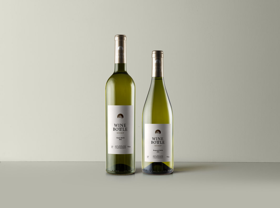 白葡萄酒瓶包装设计PSD贴图模板Psd White Wine