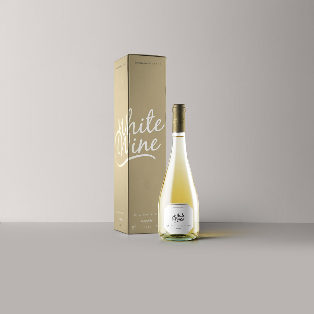 白葡萄酒瓶包装设计PSD贴图模板Psd Burgundy W