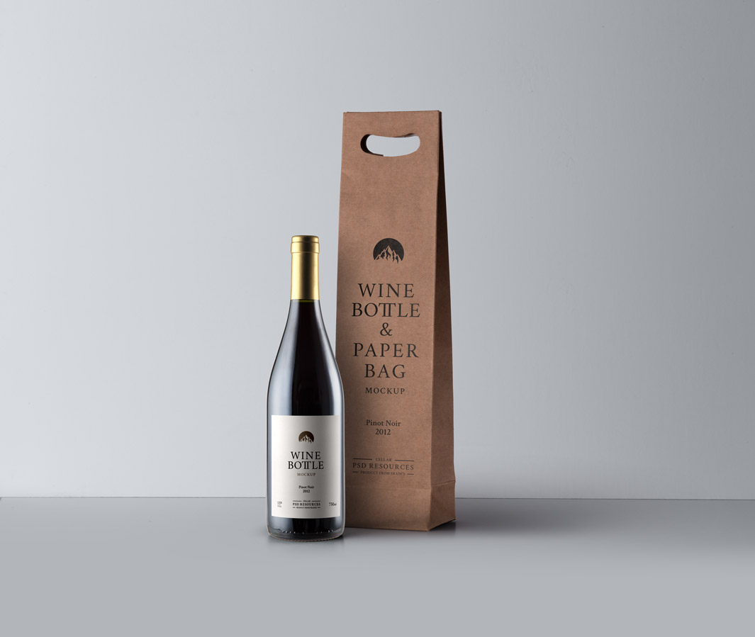 葡萄酒瓶包装设计PSD贴图模板Psd Pinot Noir