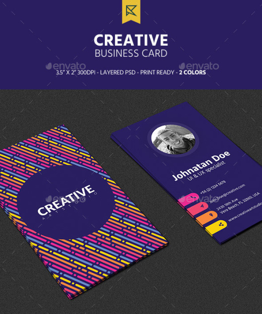 创意工作室个人品牌名片模板PSD模板Creative Ver