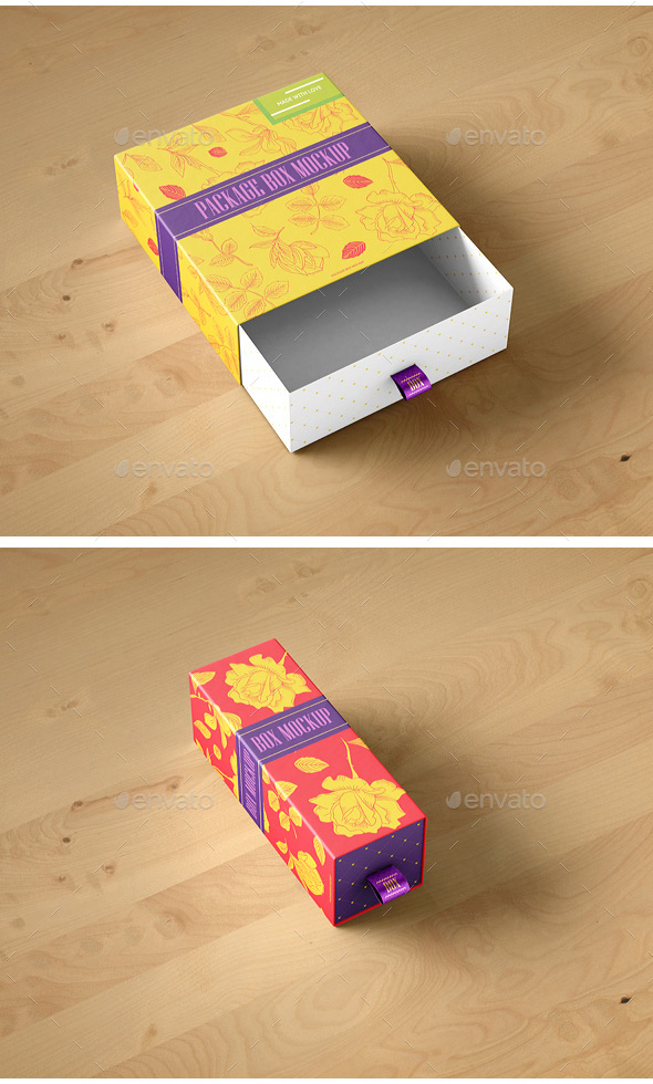 包装盒模型PSD贴图样机Package Box Mock-U