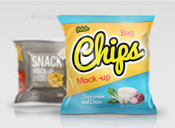 零食包装设计PSD贴图模板Snack Bag Mockup