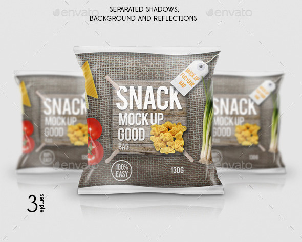 零食包装设计PSD贴图模板Snack Bag Mockup