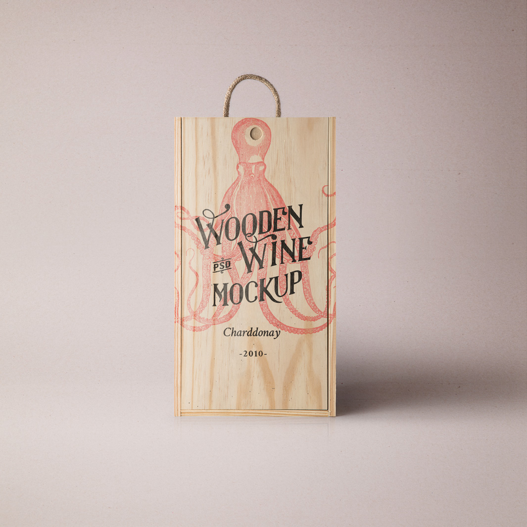 优雅的葡萄酒木箱PSD贴图模板Psd Wine Wood B
