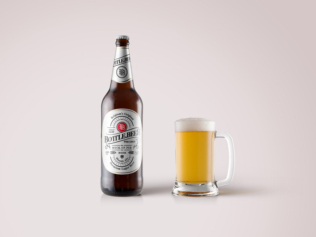 啤酒瓶模型PSD贴图模板Lager Psd Beer Big