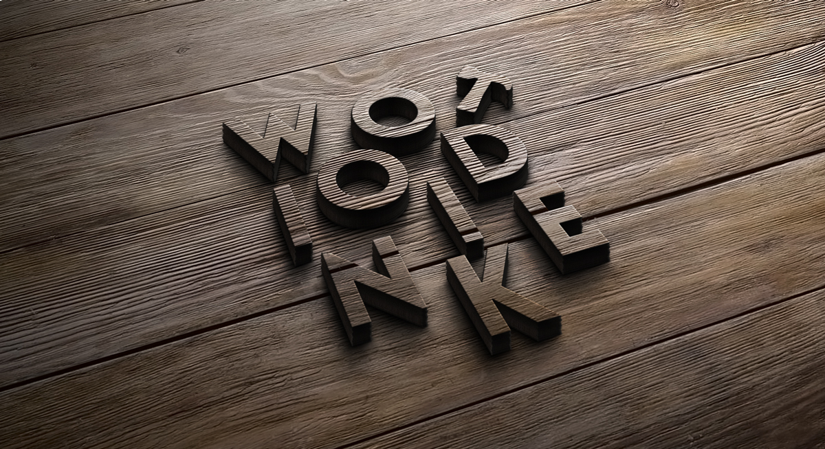 3D木制标志贴图PSD模板Wood Logo Mock-Up