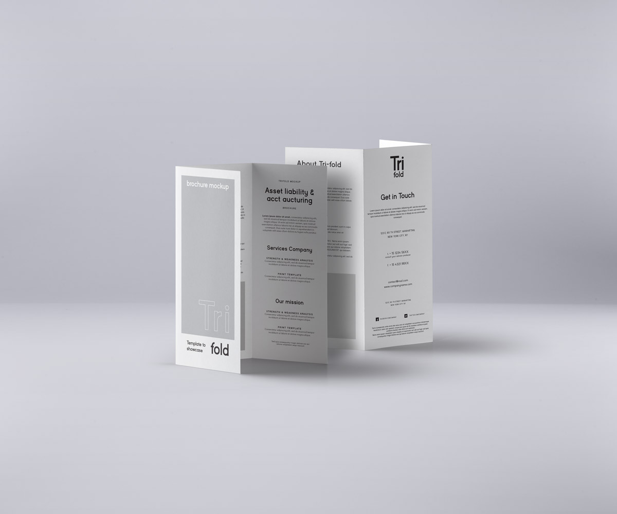 三折页贴图PSD模Psd Tri Fold Mockup U