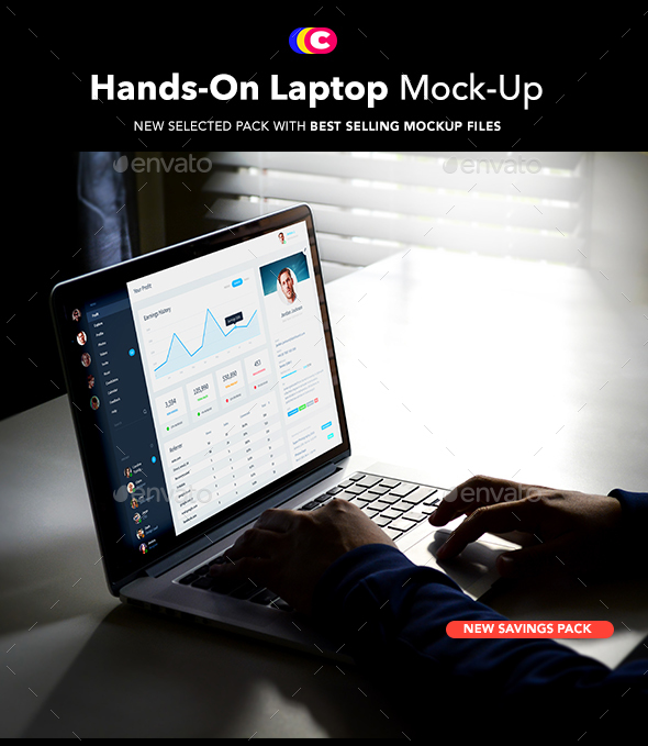 网站开发人员场景网页展示PSD模板Hands on Lapt