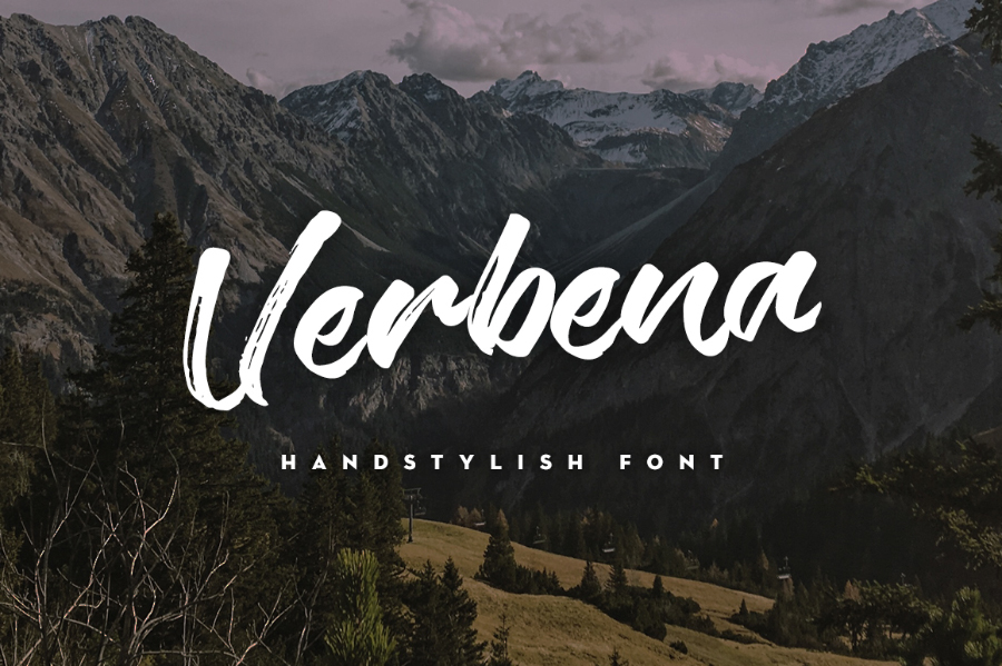 画笔笔刷风格英文字体Verbena Typeface Fre