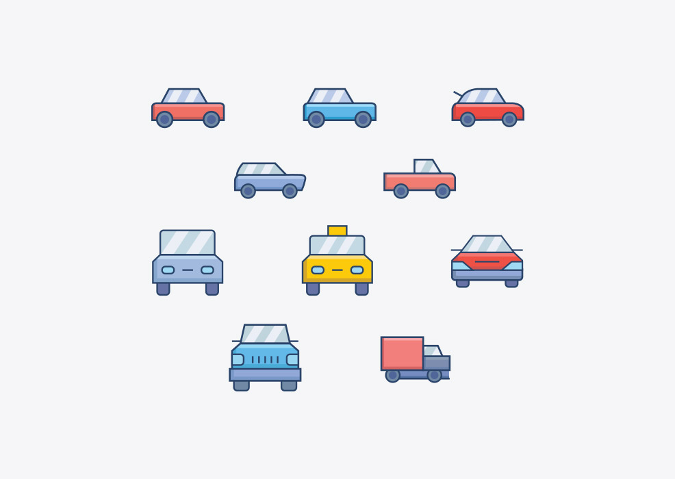 Transport Icons 2017 矢量小汽车图标