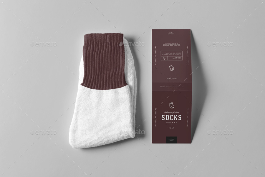 袜子包装标签设计模型PSD模板Socks Package M
