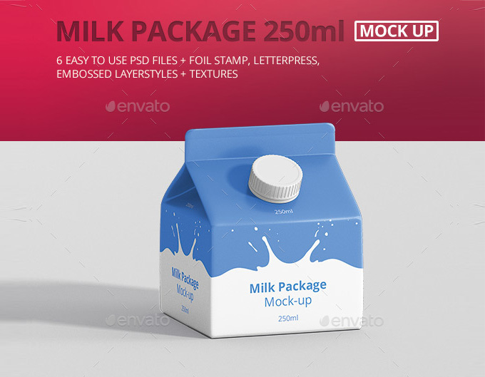 牛奶盒包装PSD模板Juice / Milk Mockup