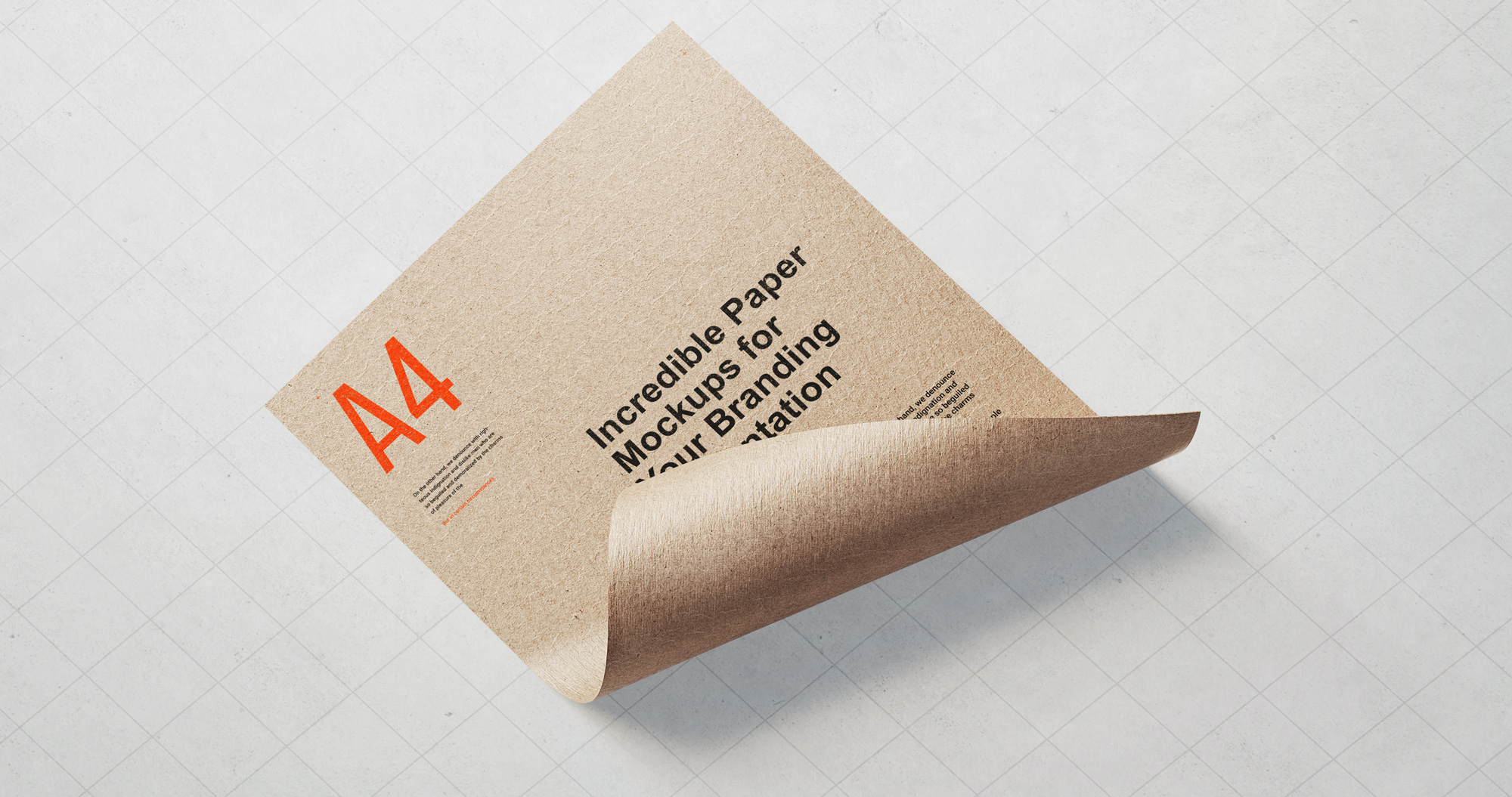 弯曲A4纸质品牌模型PSD模板Paper Branding