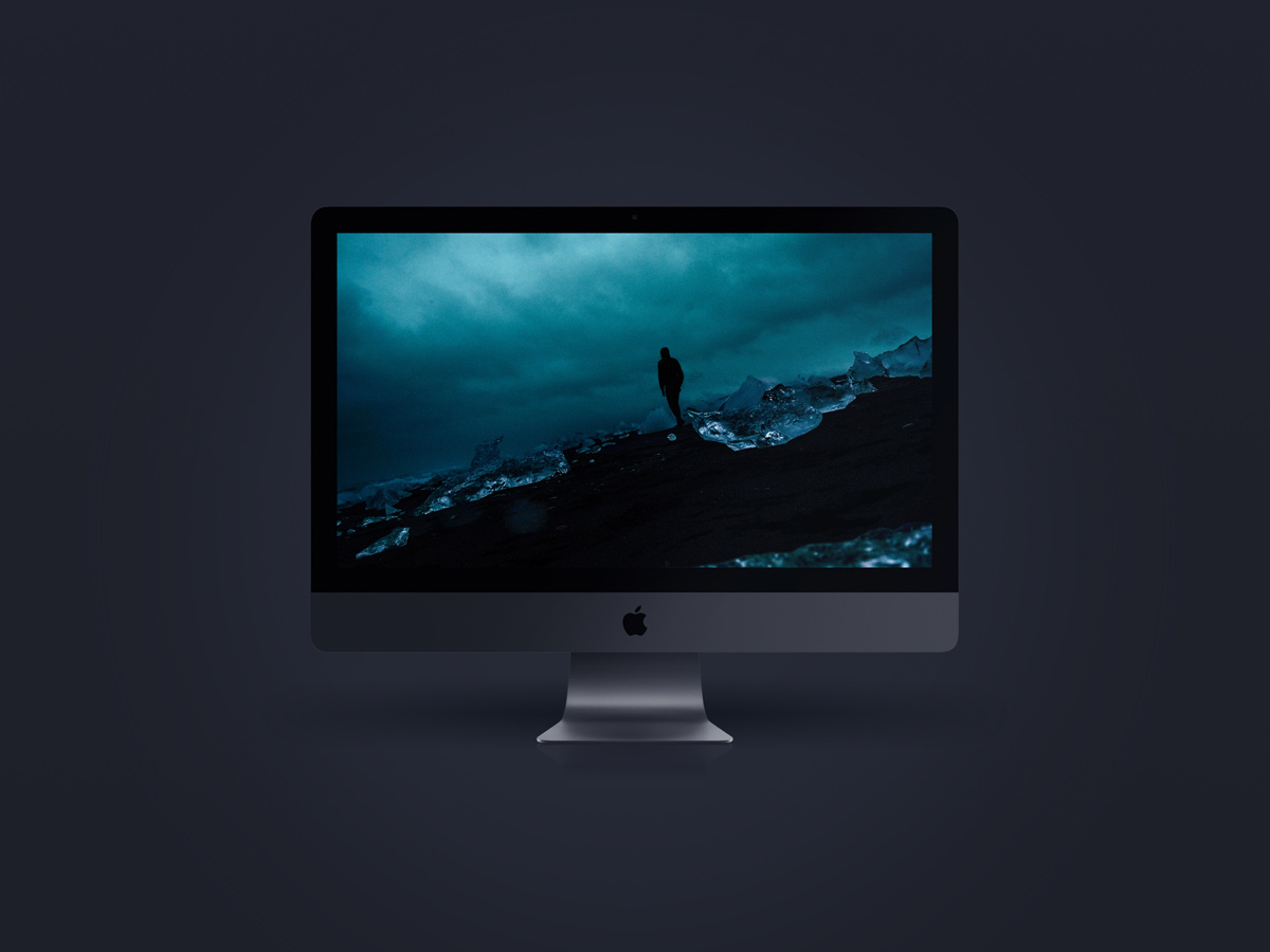 苹果电脑贴图样机PSD模板iMac Pro 2017 Dar