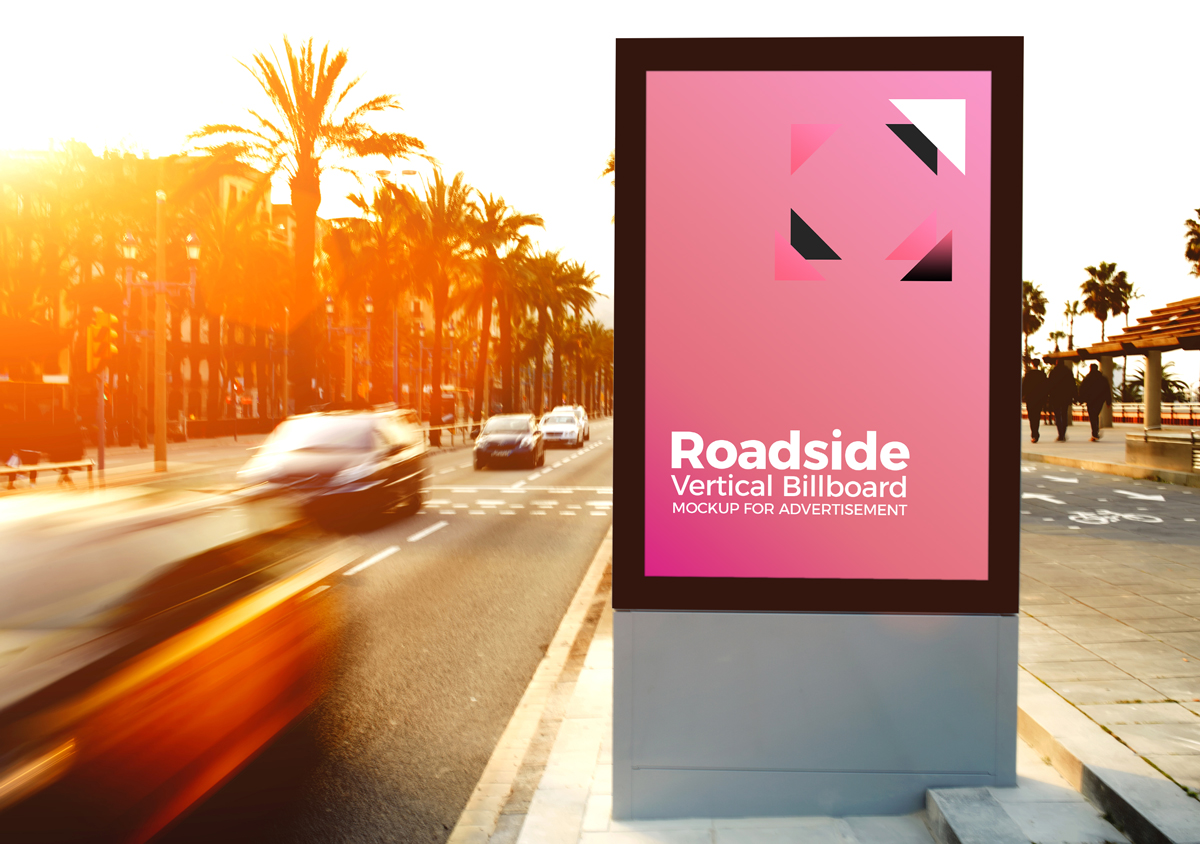 城市户外广告贴图样机PSD模板Roadside Vertic