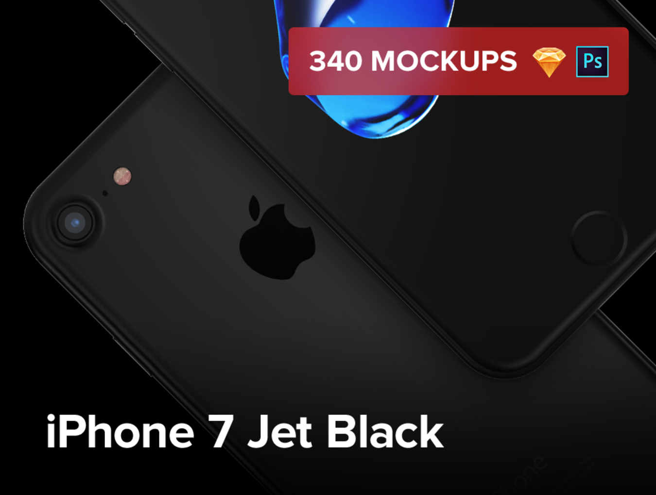 黑色iPhone7贴图样机实体模型340 iPhone 7