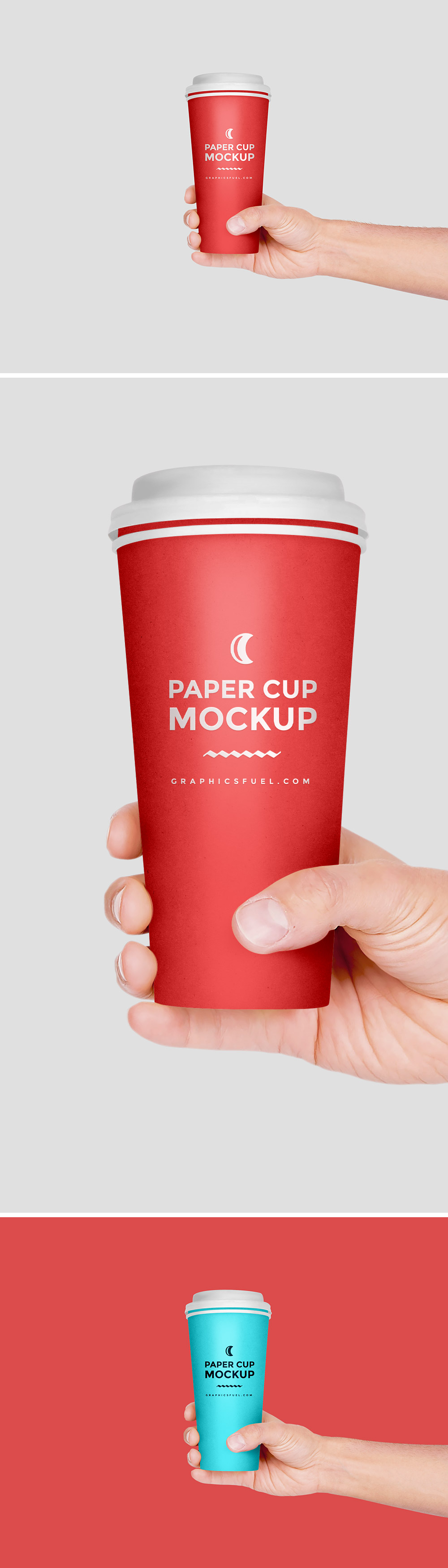 咖啡杯贴图样机PSD模板Paper Cup In Hand