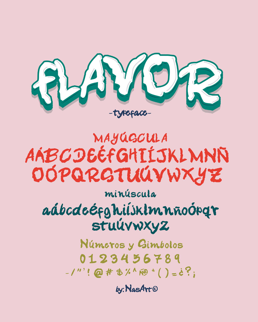 一款甜美蛋糕手工英文字体Flavor Handmade Ty