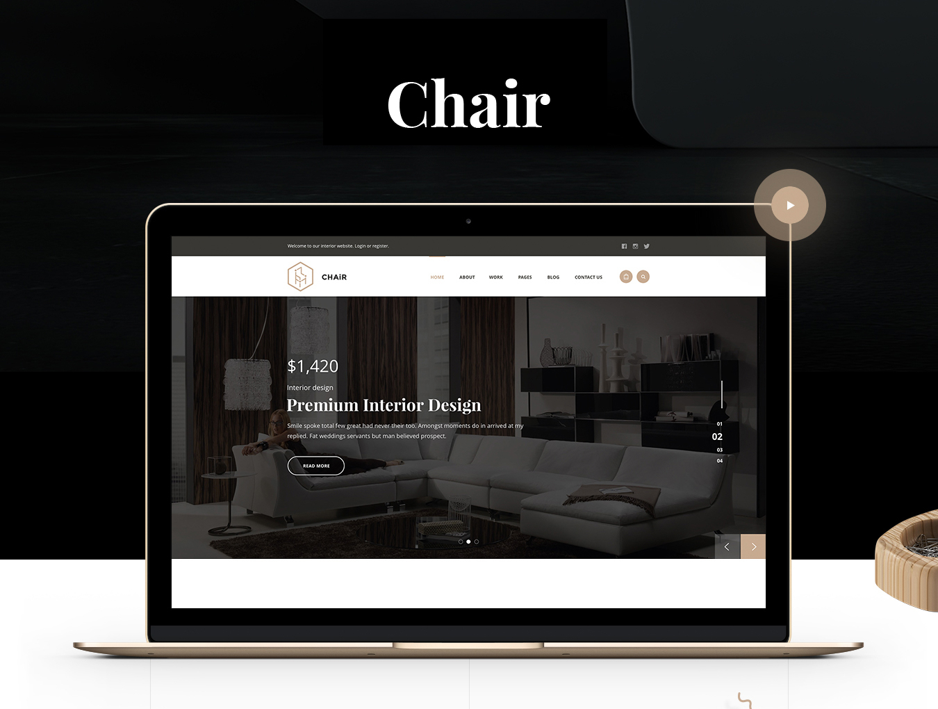 Chair 室内、家具、建筑等网站设计模板