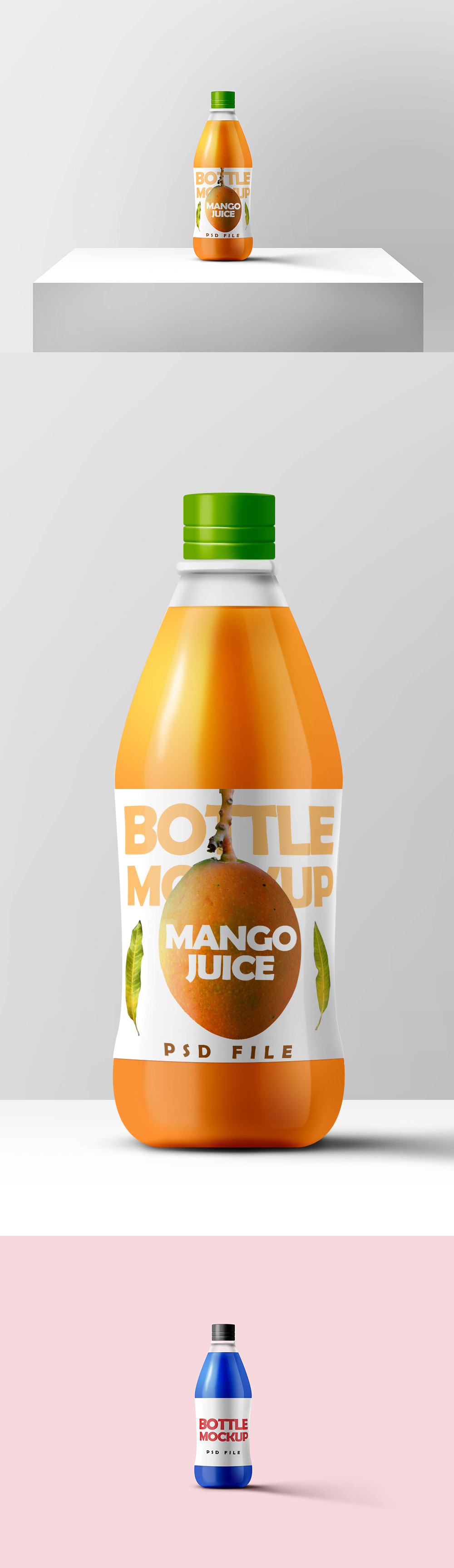 橘汁瓶贴图样机PSD模板Juice Bottle Mocku