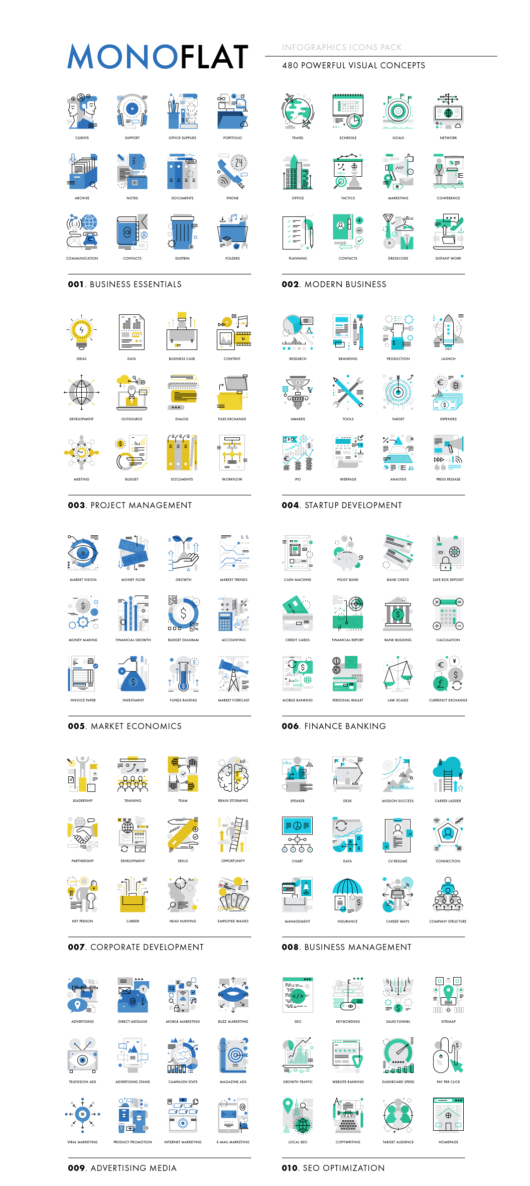 Monoflat Infographics Icons